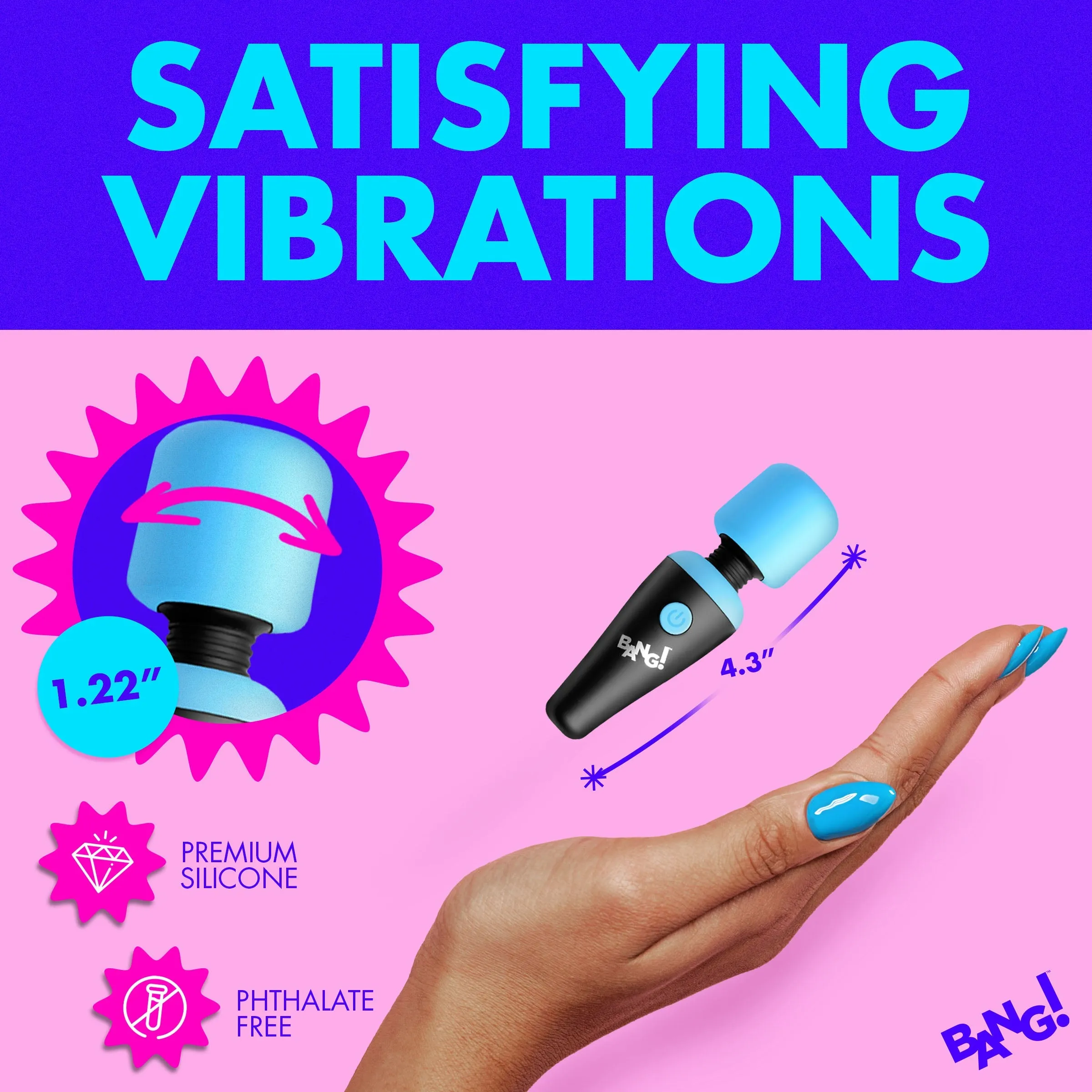 10X Vibrating Mini Silicone Wand - Blue
