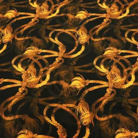 Black Background with Gold Rope Printed Fabric