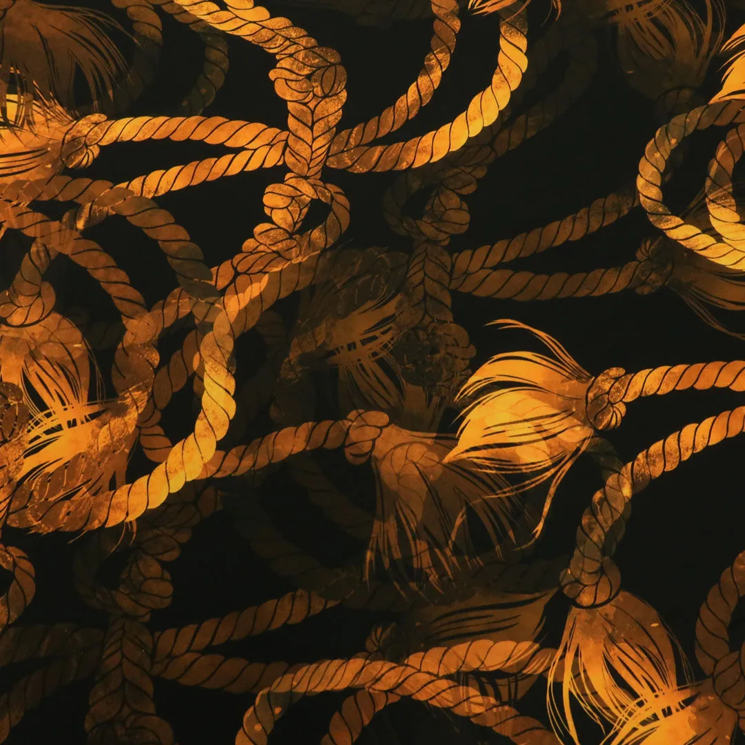 Black Background with Gold Rope Printed Fabric